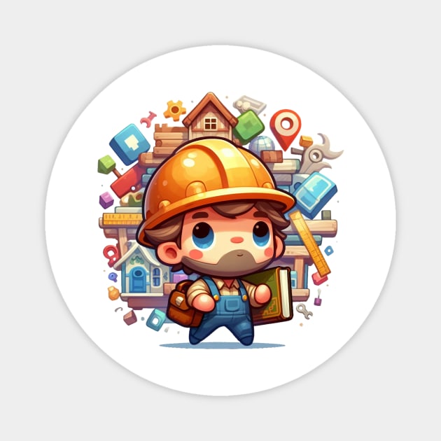 Cute Builder Magnet by Dmytro